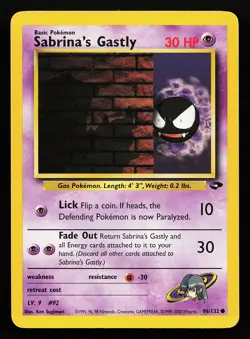 Sabrina's Gastly 96/132 Common Gym Challenge Pokemon Card - Image 1