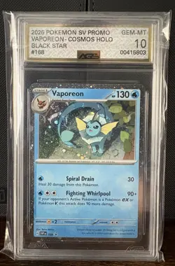 CGC 10 GEM MINT Vaporeon SVP168 COSMOS HOLO PROMO SVP 168 Pokemon Card - Image 1