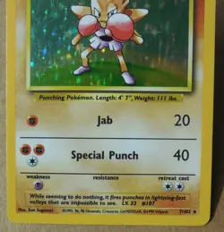 Hitmonchan 7/102 Rare Holo Base Set Pokemon Scratches on Front See Pics Card MP - Image 3
