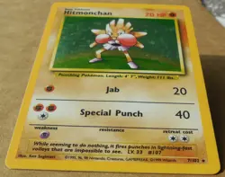 Hitmonchan 7/102 Rare Holo Base Set Pokemon Scratches on Front See Pics Card MP - Image 4