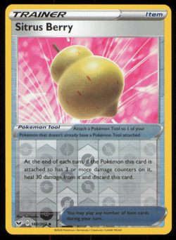 Sitrus Berry Reverse Holo - 182/202 - Sword & Shield Base Pokemon 2020 NM - Image 1