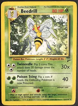 Pokemon Card - Beedrill 21/130 Base Set 2 Rare - Image 1