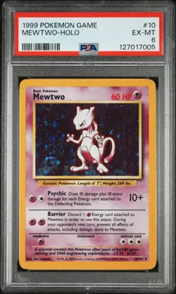 Pokemon 1999 Base Set Mewtwo Holo 10/102 PSA 6 Vintage Wotc Rare Graded Card - Image 1