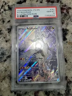 Pokemon TCG N's Reshiram Holo Card PSA 10 Journey Together 167/159 S&V - Image 2