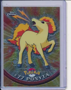 2000 TOPPS CHROME POKEMON TV ANIMATION # 77 PONYTA HOLO FOIL - Image 1