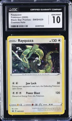 2020 POKEMON BLACK STAR PROMOS - COSMOS HOLO #SWSH029 RAYQUAZA CGC 10 GEM MINT - Image 1