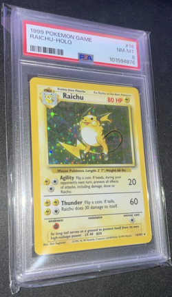 1999 Raichu PSA 8 Pokemon Game Base holo MINT - Image 1