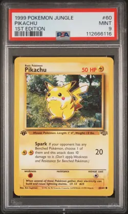 1999 POKEMON JUNGLE 1ST ED #60 PIKACHU PSA 9 - Image 1