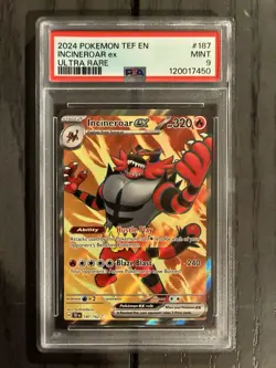 2024 Pokemon TCG Incineroar ex Ultra Rare Mint #187 PSA 9 - Image 1