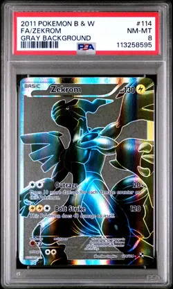 2011 POKEMON B&W GRAY BACKGROUND #114 FULL ART/ZEKROM PSA 8 - Image 1
