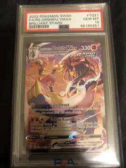 Rapid Strike Urshifu VMAX #TG21 PSA 10 GEM MT Brilliant Stars Trainer Gallery - Image 1