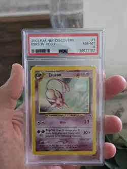 2001 P.M. NEO DISCOVERY ESPEON-HOLO #1 NM-MT PSA 8 Pokemon TCG - Image 1