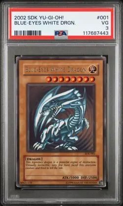 2002 YU-GI-OH! STARTER DECK: KAIBA #001 BLUE-EYES WHITE DRAGON PSA 3 - Image 1