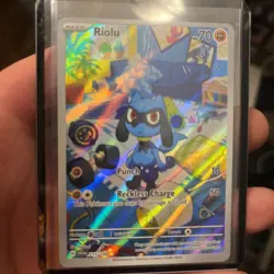 Pokemon TCG Riolu Scarlet and Violet Base Set Illustration Card 215/198 - Image 1