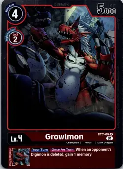 Growlmon ST7-05 Black Rare Champion Digimon CCG Card - Image 1