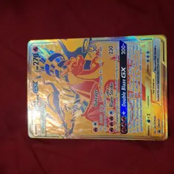 Pokemon TCG Reshiram & Charizard GX Black Star Promo SM247 Holo Gold - Image 1