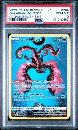 PSA 10 Pokemon Crown Zenith Galarian Moltres SWSH 284 Black Star Promo New Cert - Image 1