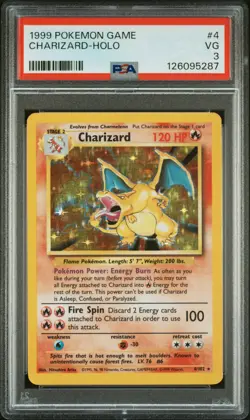 1999 POKEMON GAME #4 CHARIZARD-HOLO PSA 3 - Image 1