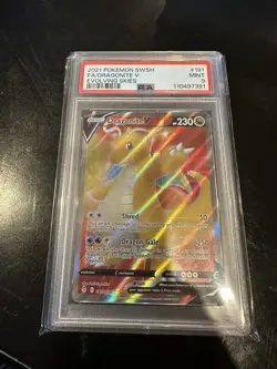 Pokemon TCG Dragonite v Full Art 191/203 Evolving Skies Graded PSA 9 - Image 1