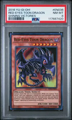 2016 YU-GI-OH! SHVI-SHINING VICTORIES #EN036 RED-EYES TOON DRAGON PSA 8 - Image 1