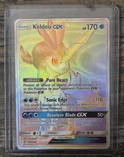 Pokemon TCG Keldeo GX Holo Secret Rare Card Unified Minds 240/236 - Image 1