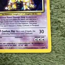 Pokemon Alakazam TCG Base Set Holo Unlimited Rare Card 1/102 1999 - Image 4
