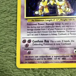 Pokemon Alakazam TCG Base Set Holo Unlimited Rare Card 1/102 1999 - Image 5