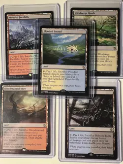 MTG Khans of Tarkir Fetch Land Set Delta+Strand+Mire+Heath+Foothills - Image 1