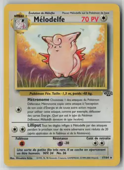 Pokemon Clefable (Melodelfe) Jungle FRENCH Non-Holo Rare #17/64 (Heavy Play) HP1 - Image 1