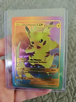 Ultra Pikachu GX Rainbow Foil Fan Art Vinyl Collector Pokemon Card - Image 1