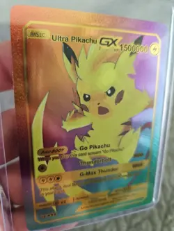 Ultra Pikachu GX Rainbow Foil Fan Art Vinyl Collector Pokemon Card - Image 3