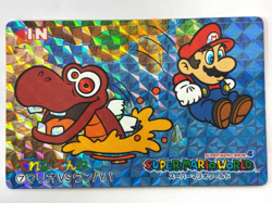 LP Nintendo SUPER MARIO WORLD Card No.7 Mario vs Blargg Prism Holo JAPAN - Image 1
