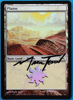 Plains (287) FOIL Mirrodin NM Basic Land SIGNED MAGIC CARD (ID# 505081) ABUGames - Image 1