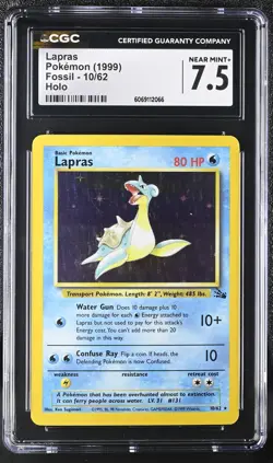 CGC 7.5 Lapras 1999 Fossil 10/62 Holo Pokemon Card - Image 1