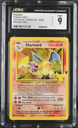 CGC 9 MINT Charizard 2021 Celebrations Classic Coll. 4/102 Holo Pokemon Card - Image 1