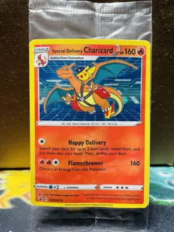 SEALED BENT Special Delivery Charizard SWSH075 UK Pokemon Center Holo Promo - Image 1