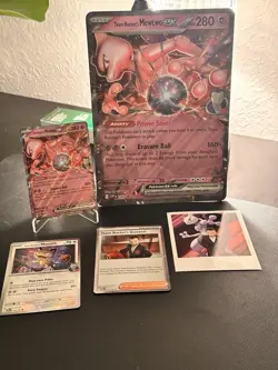 Pokemon TCG Team Rocket’s Mewtwo EX Jumbo Black Star Promo and Meowth/Giovanni - Image 1
