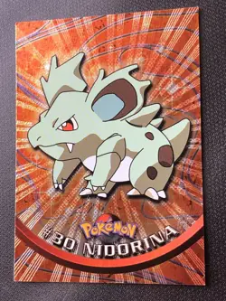 1999 Topps Pokemon Series 1 TV Animation NIDORINA #30 Black Label HOLO - Image 1