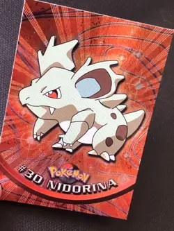 1999 Topps Pokemon Series 1 TV Animation NIDORINA #30 Black Label HOLO - Image 4
