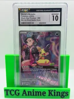 Marnie's Morpeko SVP 206 Black Star Promo Pokemon Scarlet & Violet CGC 10 - Image 1