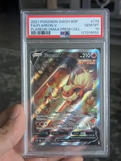 2021 POKEMON SWSH BLACK STAR PROMO #179 FULL ART/FLAREON V PSA 10 - Image 1