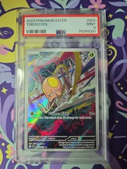 Pokemon TCG Scarlet & Violet Base Set Illustration Rare Toedscool 201 PSA 9 Mint - Image 1