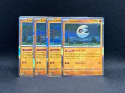 4x Lunatone Rare 074/132 Holo Mega Evolution Pokemon NM Card Playset MEG - Image 1