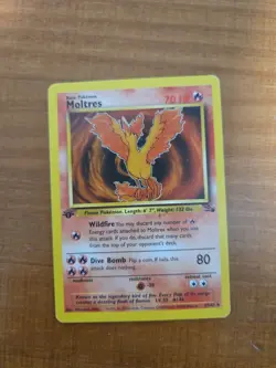 Pokemon TCG Moltres Fossil 1999 Card #27/62 1st Edition Non Holo - Image 1