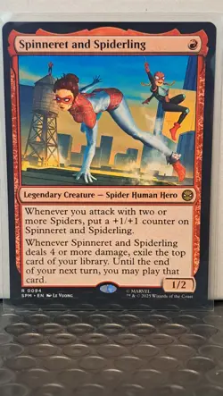 MTG Spider-Man - Spinneret And Spiderling #94 (Rare Legendary Creature) - Image 2