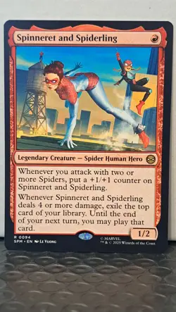 MTG Spider-Man - Spinneret And Spiderling #94 (Rare Legendary Creature) - Image 3