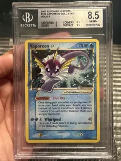 Pokemon TCG Vaporeon Gold Star 2007 EX Power Keepers #102 Holo BGS 8.5, Swirl! - Image 1