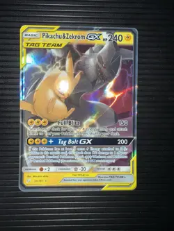 Pikachu & Zekrom GX ULTRA RARE 33/181 SM Tag Team Up Pokemon TCG Holo Foil NM - Image 2