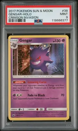 Pokemon Sun & Moon Crimson Invasion #38 Gengar-Holo PSA 9 666 cert # - Image 1