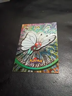 BUTTERFREE #12 TOPPS Series 1 Holo Black Logo 2nd Print Pokemon Card Light Play - Image 1